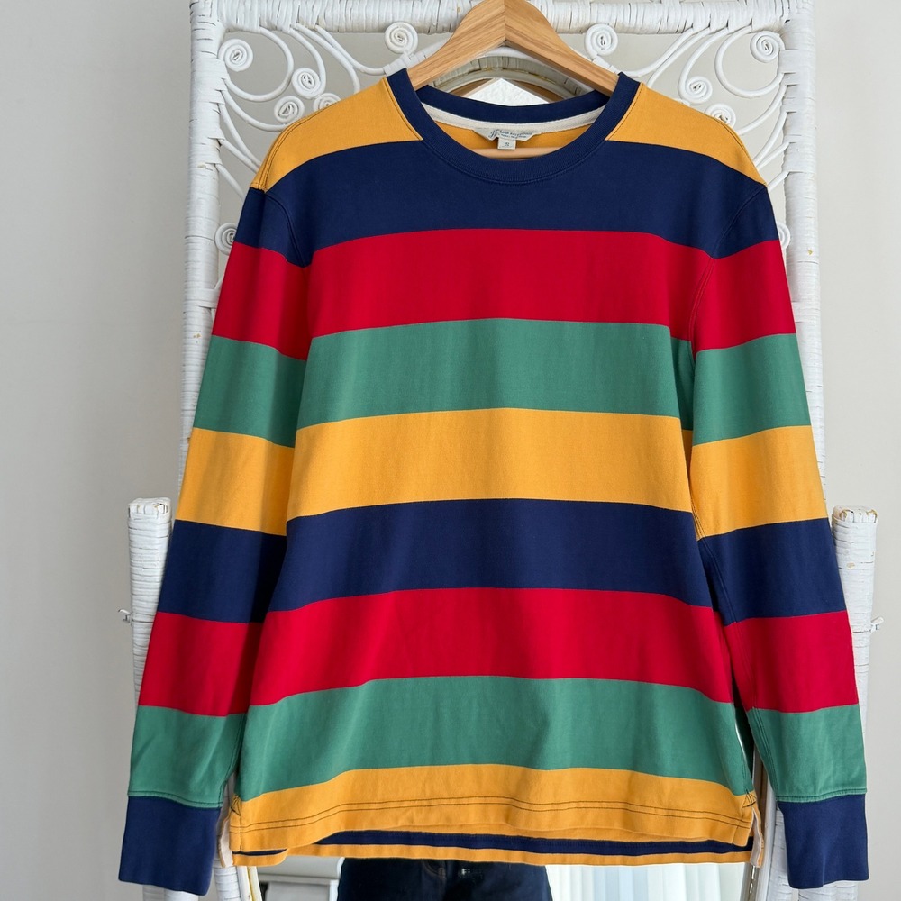 J Crew Rugby Shirt Mens Small Colorblock Striped Long Sleeve 90s Retro Bel Air